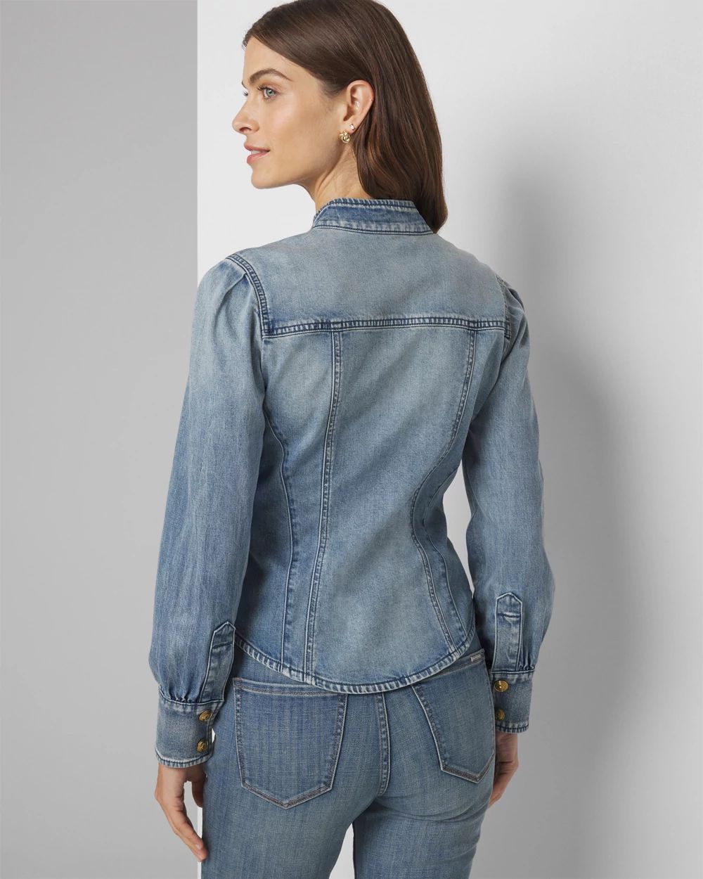 Snap Front Denim Shirt | White House Black Market